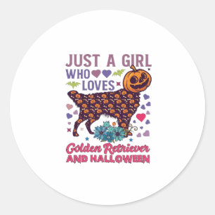 Adesivo Redondo Golden Retriever de Halloween_1
