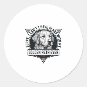 Adesivo Redondo Golden Retriever Desculpe Tenho Planos Amante de C
