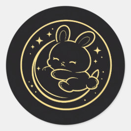Adesivo Redondo Golden Sleeping Bunny Moon Sticker