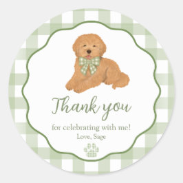 Adesivo Redondo Goldendoodle Birthday Party Favor Thank You