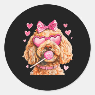 Adesivo Redondo Goldendoodle Coquette Laço Raglan Dia dos Namorado