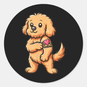 Adesivo Redondo Goldendoodle Eu Adoro Tatuagem De Cachorro Engraça