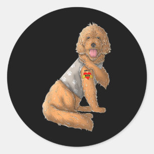 Adesivo Redondo Goldendoodle Eu Amo Mamãe Tatuagem Cão Engraçado M