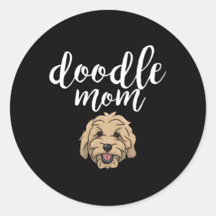 Adesivo Redondo Goldendoodle Mãe Doodle Mãe