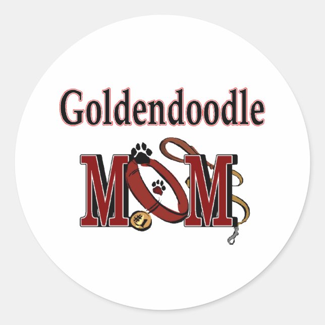 Adesivo Redondo Goldendoodle, mãe Sticker (Frente)