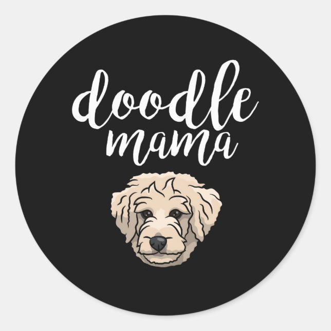 Adesivo Redondo Goldendoodle Mama Doodle Mãe (Frente)