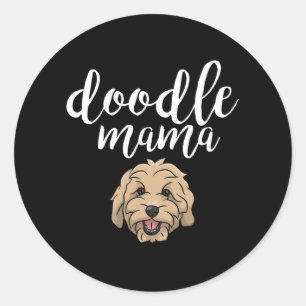 Adesivo Redondo Goldendoodle Mama Doodle Mãe