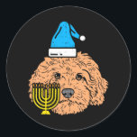 Adesivo Redondo Goldendoodle Menorah Animal Judeu Cão Pet<br><div class="desc">Goldendoodle Menorah Animal Judeu Cão Pet</div>