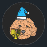 Adesivo Redondo Goldendoodle Menorah Animal Judeu Cão Pet<br><div class="desc">Goldendoodle Menorah Animal Judeu Cão Pet</div>