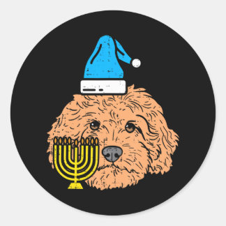 Adesivo Redondo Goldendoodle Menorah Animal Judeu Cão Pet