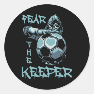 Adesivo Redondo Goleiro de Futebol Fear The Keeper Pé de Futebol G