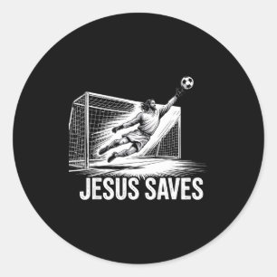 Adesivo Redondo Goleiro de Futebol Jesus Salva Soc Cristiano