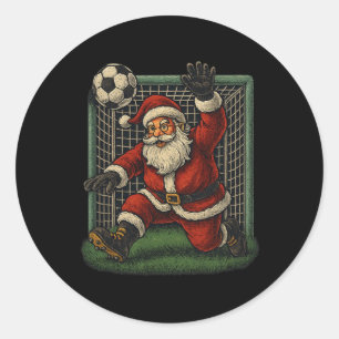 Adesivo Redondo Goleiro de Futebol Papai Noel Natal Esportes Menin