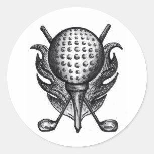 Adesivo Redondo Golf Ball Clusters e Teerão Golfistas Stickers
