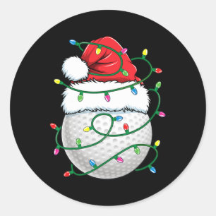 Adesivo Redondo Golf Ball Papai Noel Chapéu Homens Mulheres Natal
