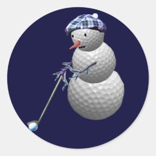 Adesivo Redondo Golf Ball Snowman