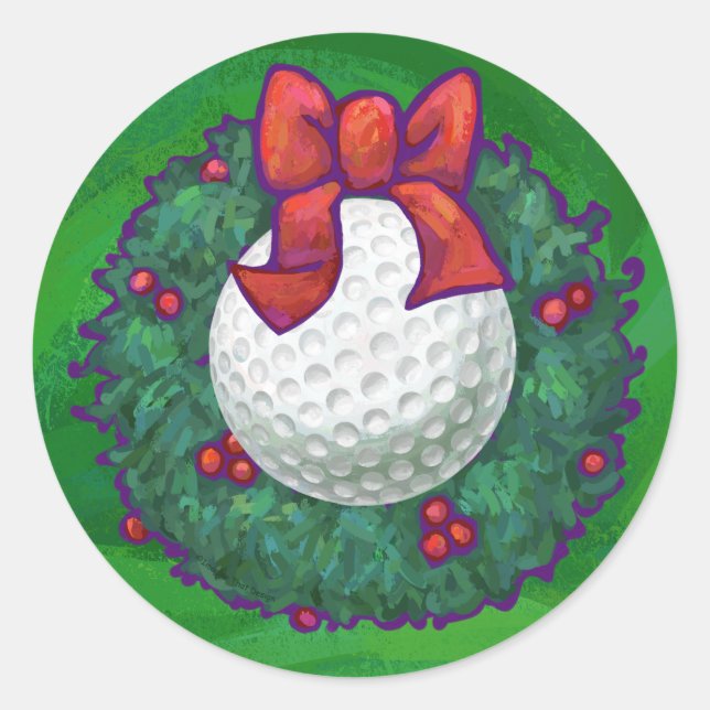 Adesivo Redondo Golf Ball Wreath na Terra Verde (Frente)