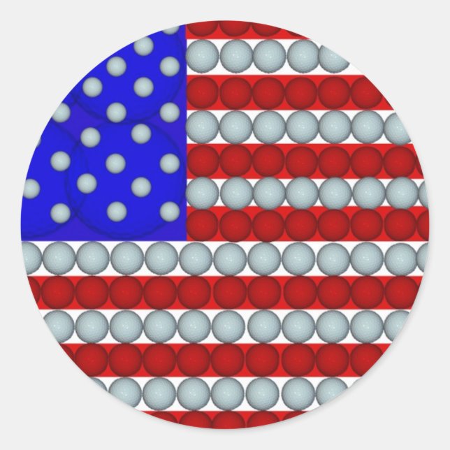 Adesivo Redondo Golf Balls American Flag Round Stickers (Frente)