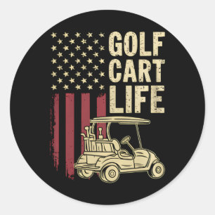 Adesivo Redondo Golf Cart Life Usa Flag Funny Golfing Pai Marido