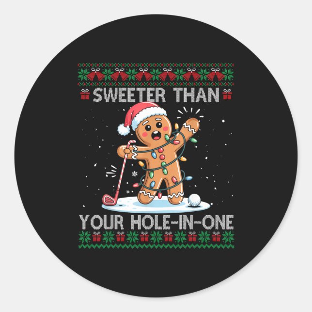 Adesivo Redondo Golf Christmas Gingerbread Sweeter Than Your Hole- (Frente)