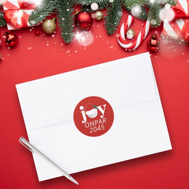 Adesivo Redondo Golf Christmas Holiday Joy Sticker Modern Red (Sleek holiday sticker, perfect for envelopes 🎄
Add your club name, event, or year.)