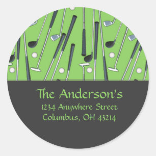Adesivo Redondo Golf Clubs Design 2 Rótulos de endereço/adesivos