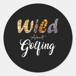 Adesivo Redondo Golf Cours Leopard Selvagem Sobre Golfe