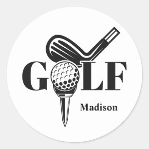 Adesivo Redondo Golf de Nome Personalizado
