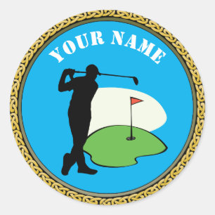 Adesivo Redondo Golf do Sticker - Adicionar Nome - Golfer