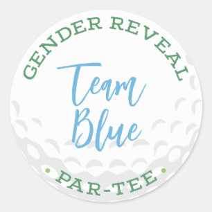 Adesivo Redondo Golf Gender Reveal Par-Tee Stickers - Team Blue