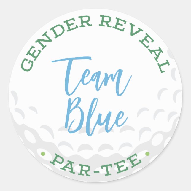 Adesivo Redondo Golf Gender Reveal Par-Tee Stickers - Team Blue (Frente)