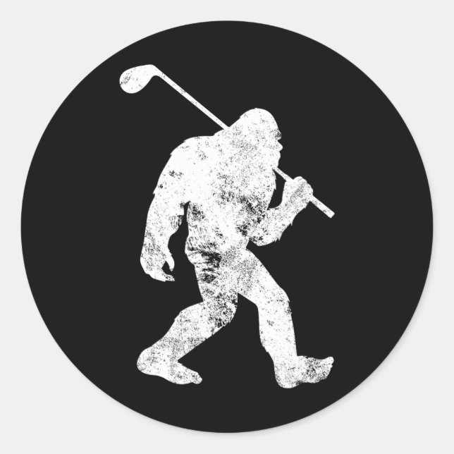 Adesivo Redondo Golf Golfe Vintage Sasquatch Homens Engraçados (Frente)