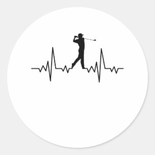 Adesivo Redondo GOLF HEARTBEAT Golfing Mulheres Homens Crianças