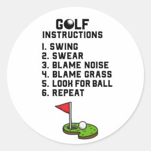 Adesivo Redondo Golf Instruction Swing Sweat Flag hole on green