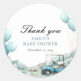 Adesivo Redondo Golf Let's Par-tee Blue Baby Shower