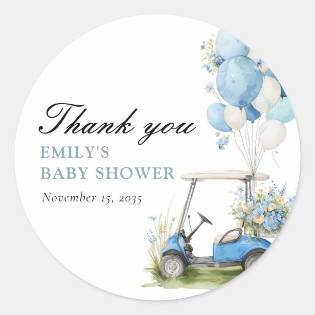 Adesivo Redondo Golf Let's Par-tee Boy Baby Shower (Frente)