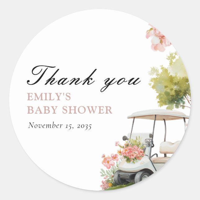 Adesivo Redondo Golf Let's Par-tee Girl Baby Shower (Frente)