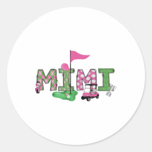 Adesivo Redondo Golf Mimi Buraco Rosa Em Uma Garota primeiro anive