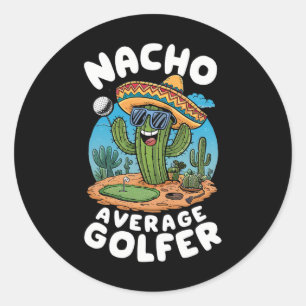Adesivo Redondo Golf Nacho Média Golfer Cactus Brincando