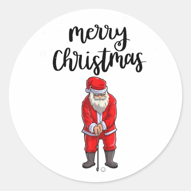 Adesivo Redondo Golf Papai Noel golfe Feliz Natal (Frente)