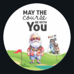 Adesivo Redondo Golf Summer Christmas com Papai Noel na bandeira<br><div class="desc">Golf Summer Christmas em julho com Papai Noel na bandeira Classic Round Sticker Gifts for Coach,  Instrutor,  professor,  amigos,  mãe,  pai,  namorada/namorado,  colega de trabalho,  anfitriã,  vizinha,  ele/ela,  casais,  avós,  chefe,  filhos,  melhor amigo,  família,  sogros,  esquadrão,  equipe, </div>