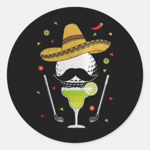 Adesivo Redondo Golfe Cinco De Mayo Com Sombrero E Margarita
