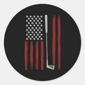 Adesivo Redondo Golfe Da Bandeira Americana Para Golfe Golf Club