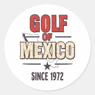 Adesivo Redondo Golfe da Paródia do México com Vintage