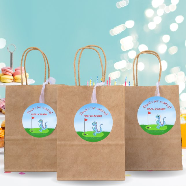 Adesivo Redondo Golfe de Dinossauro Bonito Era Aniversário de cria (Criador carregado)