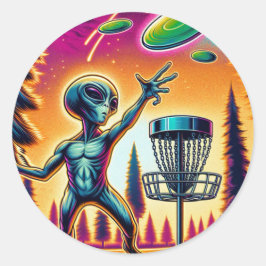 Adesivo Redondo Golfe de Disco de Alienígena Extraterrestre