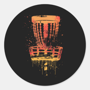 Adesivo Redondo Golfe de Disco Retro Frolf - Golfe de Frisbee Vint