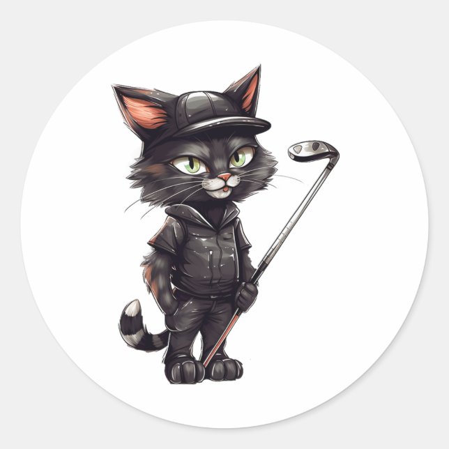 Adesivo Redondo Golfe de Gato Negro (Frente)
