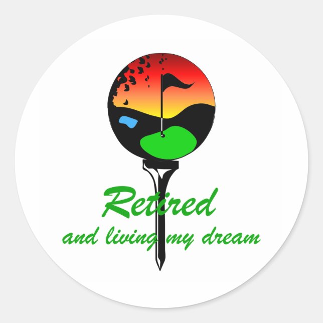 Adesivo Redondo Golfe e aposentação (Frente)