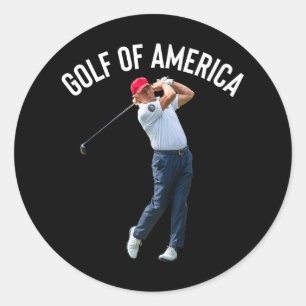 Adesivo Redondo Golfe Engraçado Da América Donald Trump